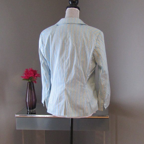 Covington Light Blue Tan White Striped Blazer Sz M - Picture 3 of 4